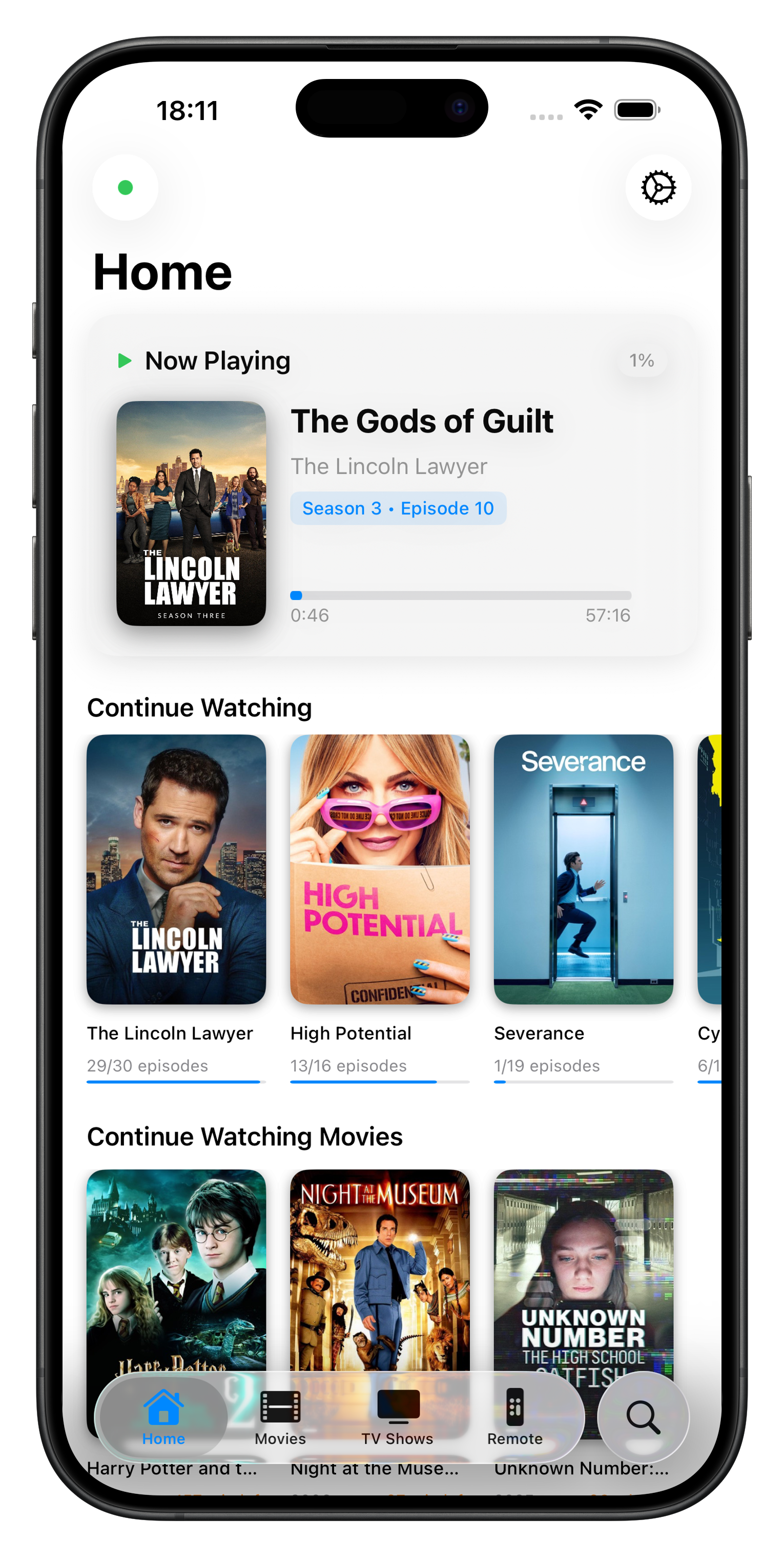 Koda Remote Interface on iPhone