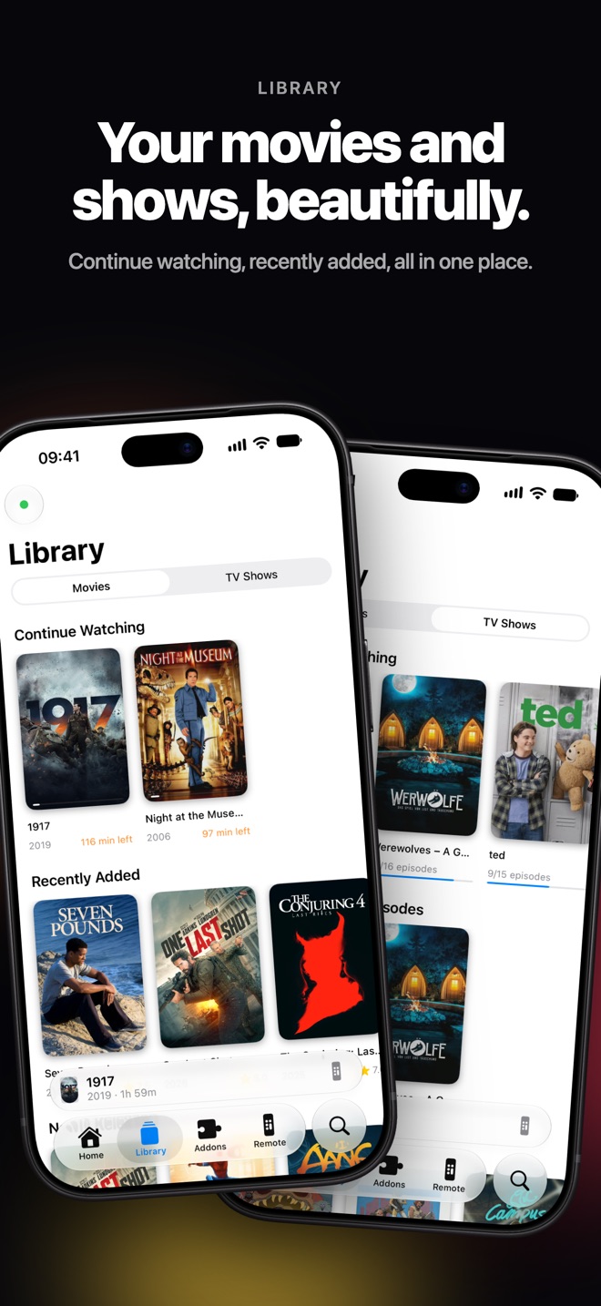 Movies and TV shows library in Koda